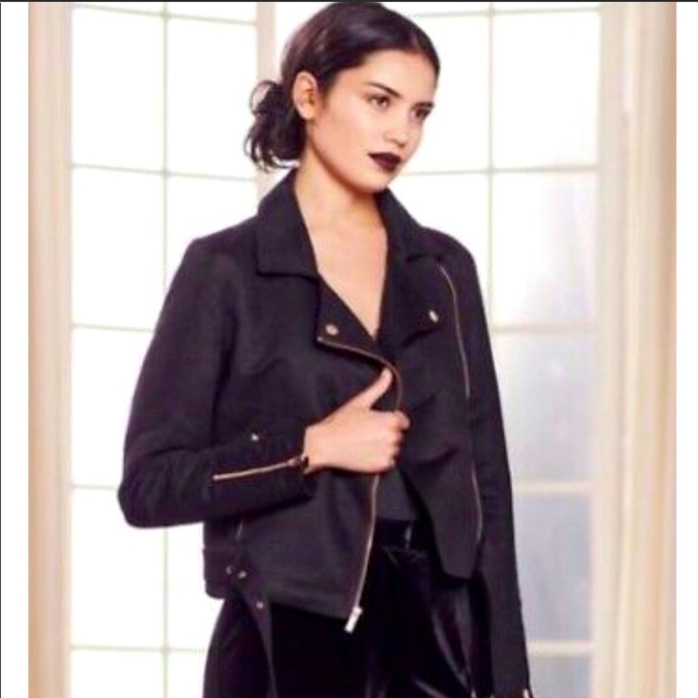 LC Lauren Conrad Faux Suede Moto Jacket